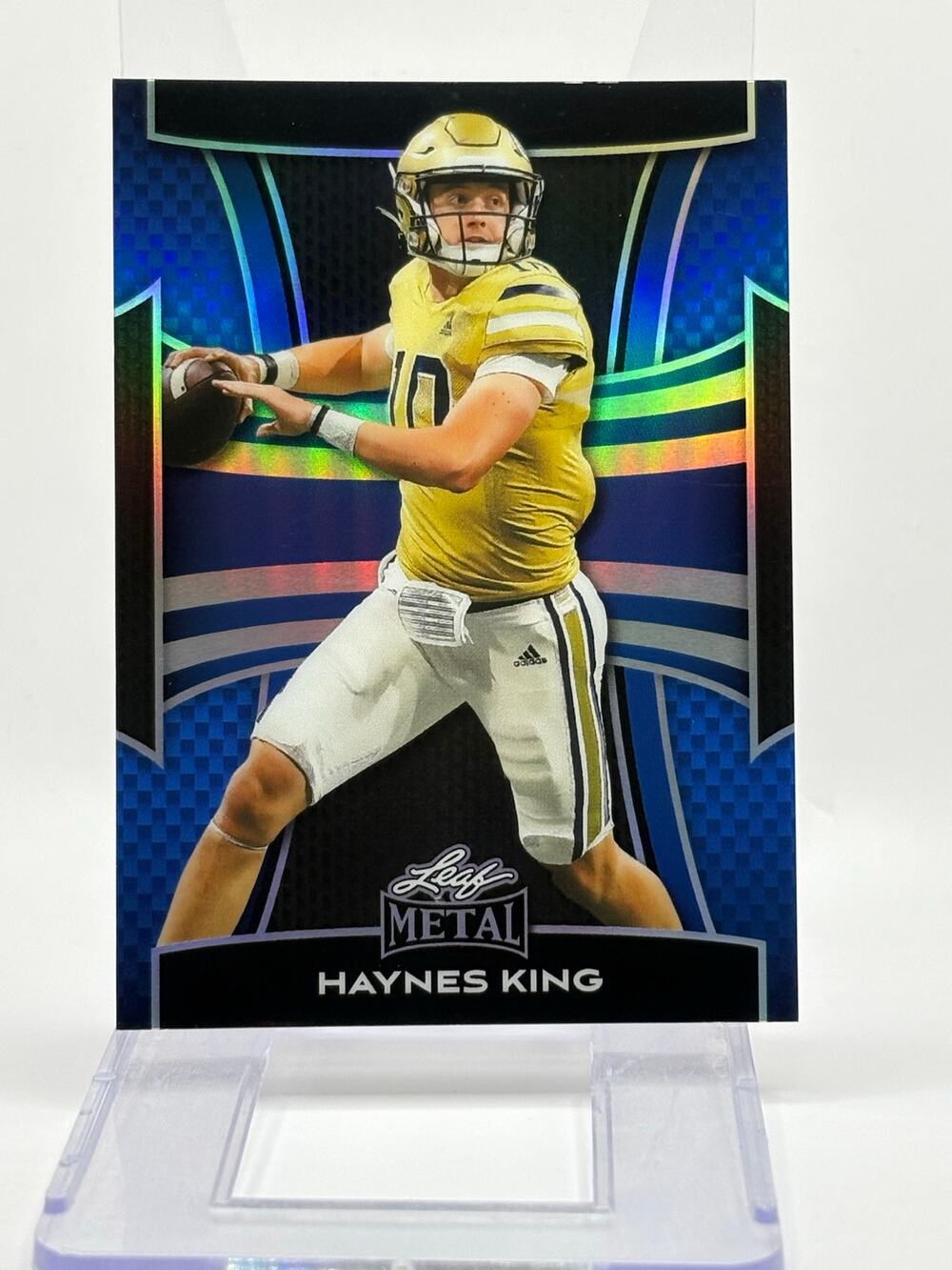 2025 Leaf Metal Haynes King Blue Prismatic Refractor 4/49 SP GA Tech Panthers
